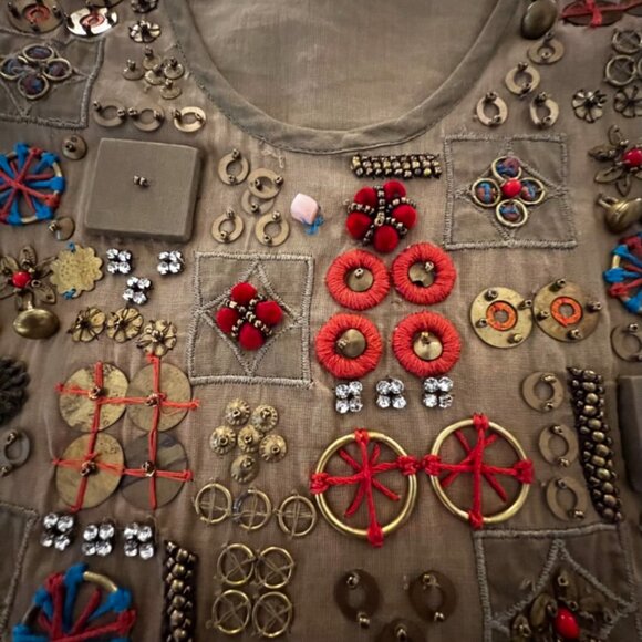 British India Classics Embroidered and Embellished Short Sleeve Top, Small - Picture 6 of 9